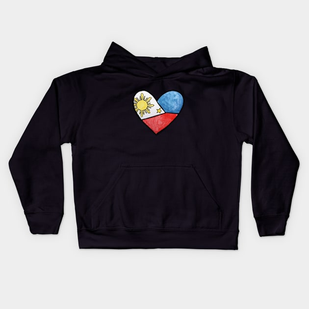 Philippines Flag Heart Kids Hoodie by bubbsnugg